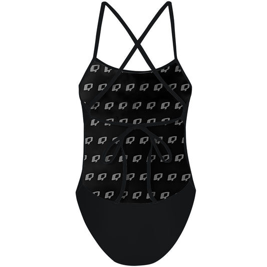 Solid Black - Solid Tieback One Piece Swimsuit