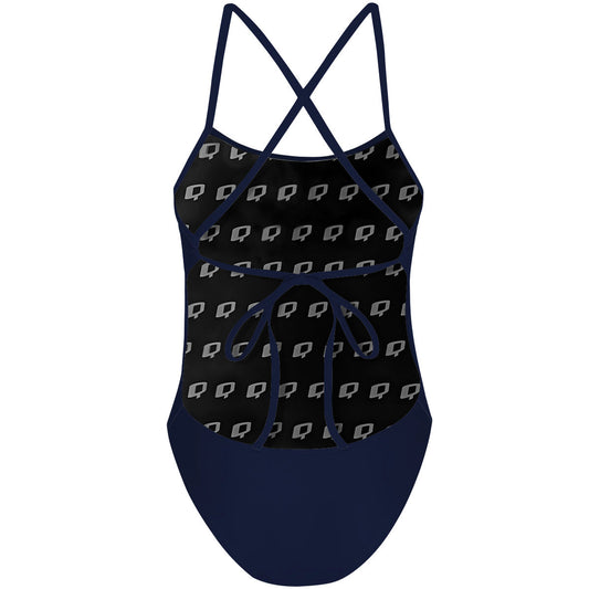 Solid Navy - Solid Tieback One Piece Swimsuit