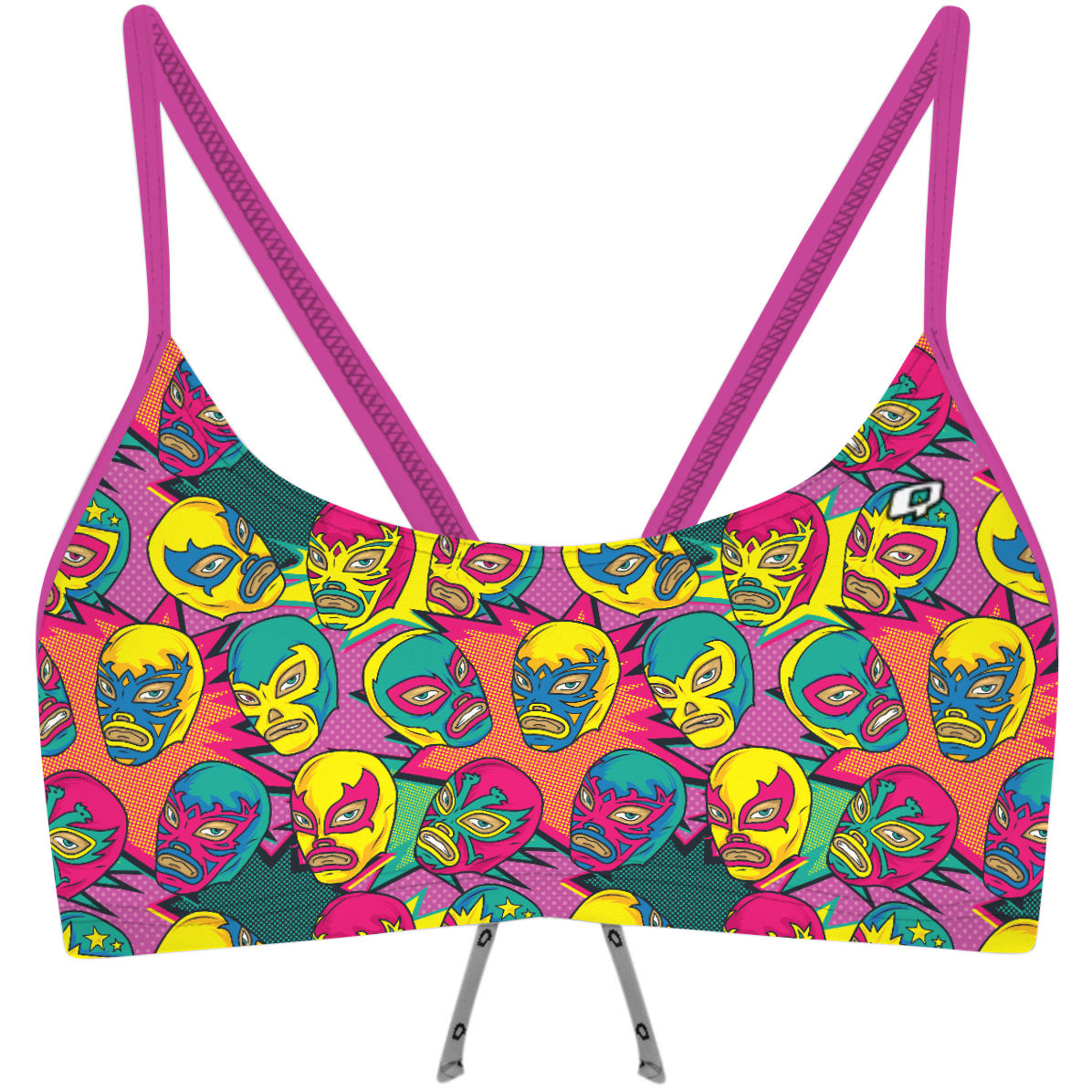 Comic Wrestling Mask - Bandeau Bikini Top