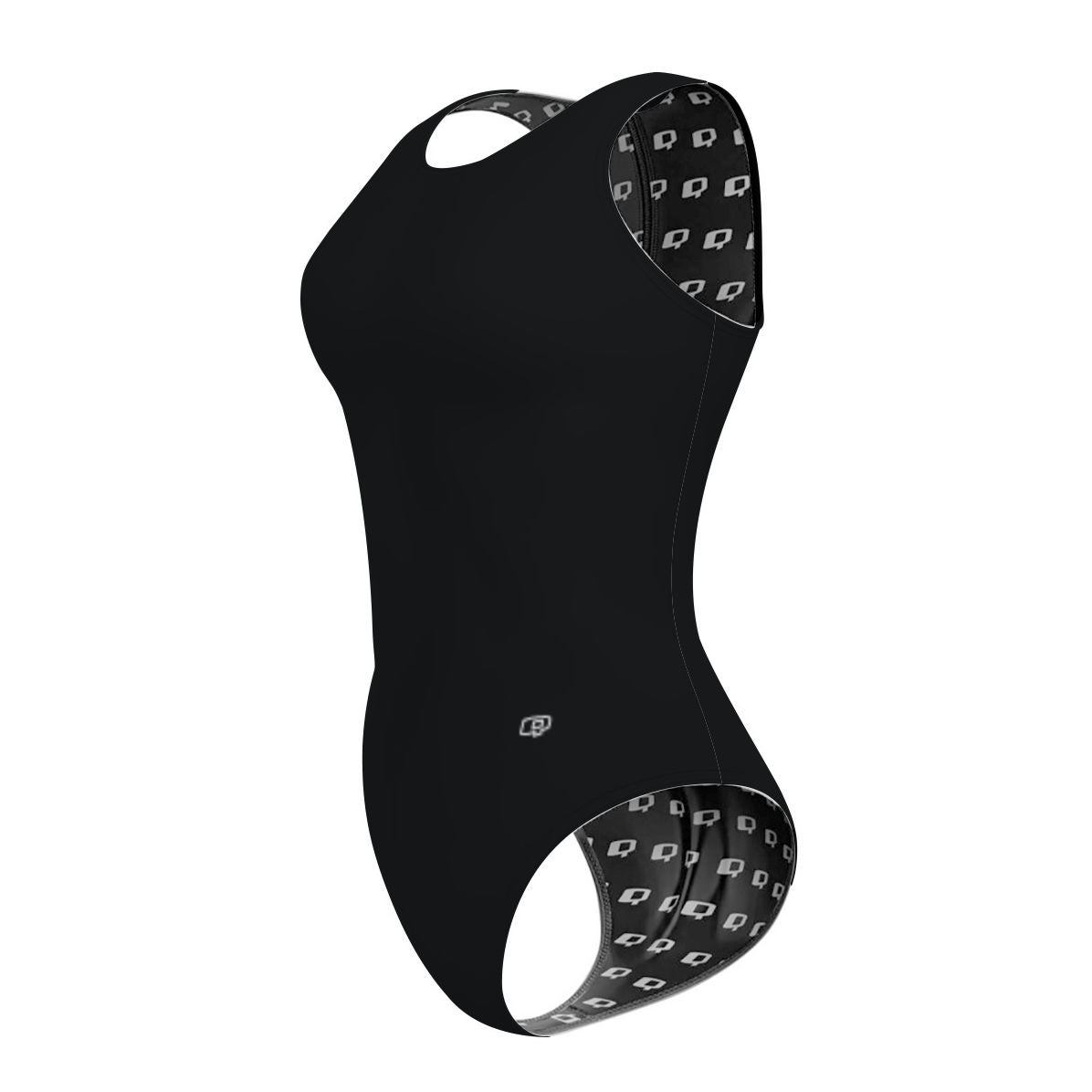 Solid Black - Solid Women's Waterpolo Swimsuit Classic Cut