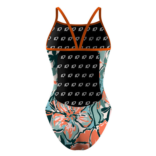 Pink Flora - Sunback Tank Swimsuit