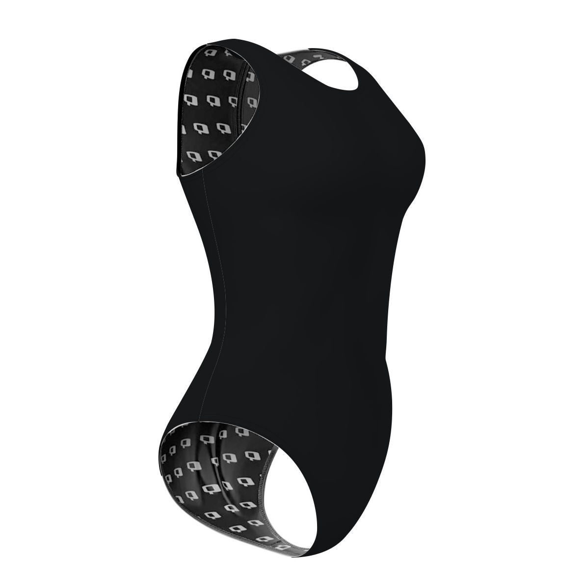 Solid Black - Solid Women's Waterpolo Swimsuit Classic Cut