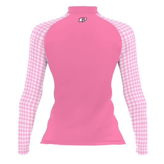 Pink Plaid - Women's Surf UPF50+ Long Sleeve Rash Guard