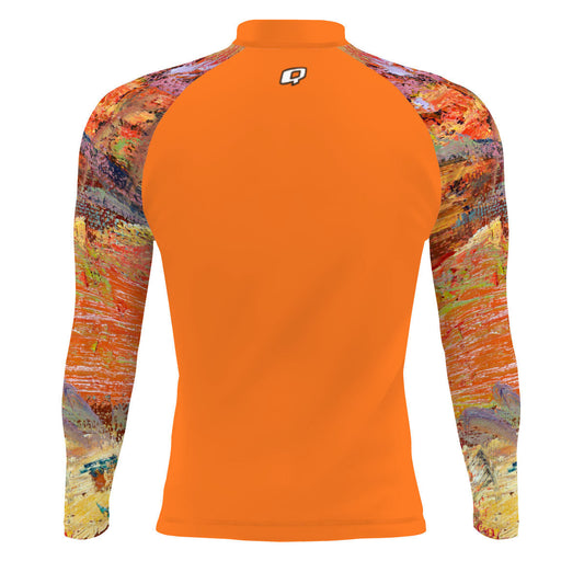 Orange Oil On Canvas - Men's Surf UPF50+ Long Sleeve Rash Guard