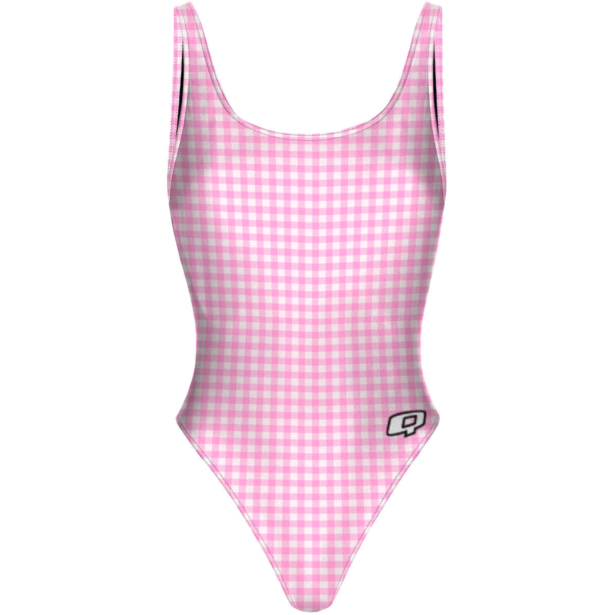 Pink Plaid - High Hip One Piece Swimsuit