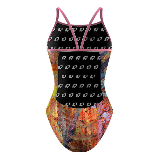 Orange Oil On Canvas - Sunback Tank Swimsuit