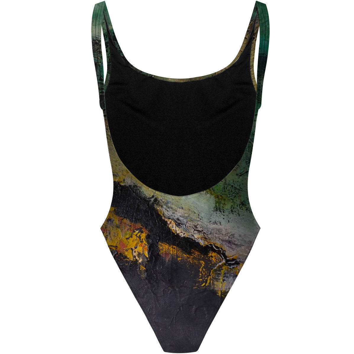 Green Oil On Canvas - High Hip One Piece Swimsuit