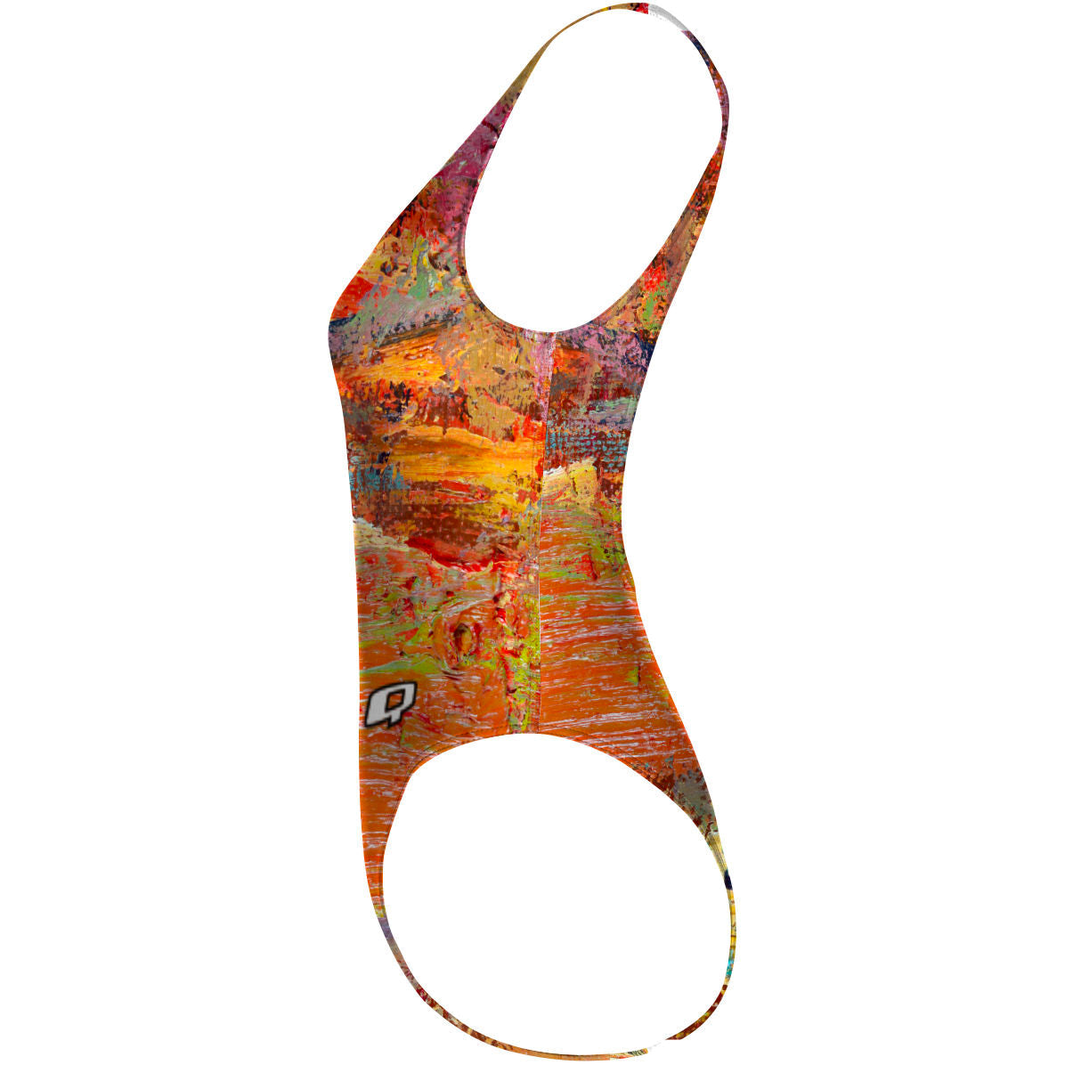 Orange Oil On Canvas - High Hip One Piece Swimsuit