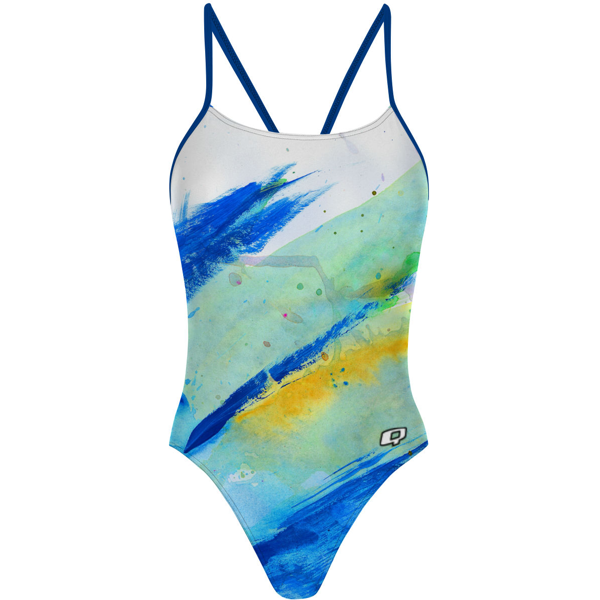 Blue Brush Strokes - "Y" Back Swimsuit