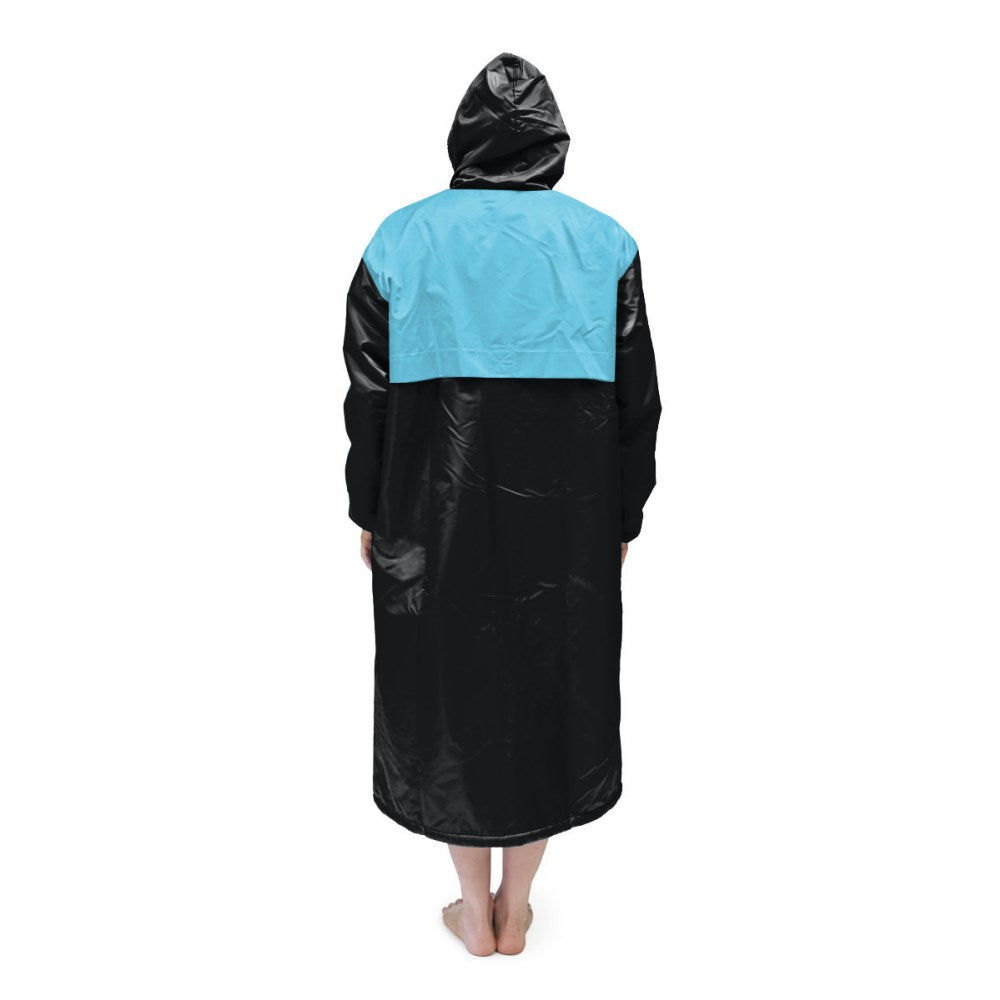 Black & Turquoise Solid Parka