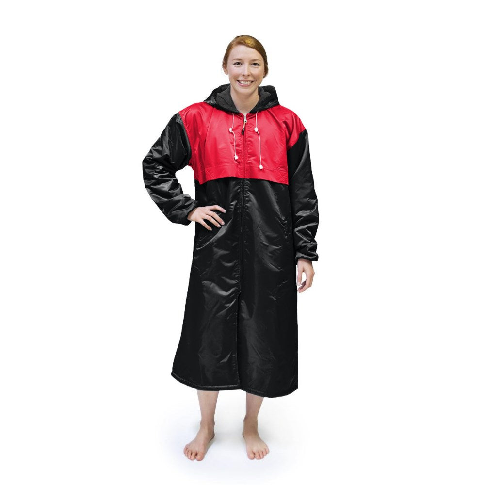 Black & Red Solid Parka