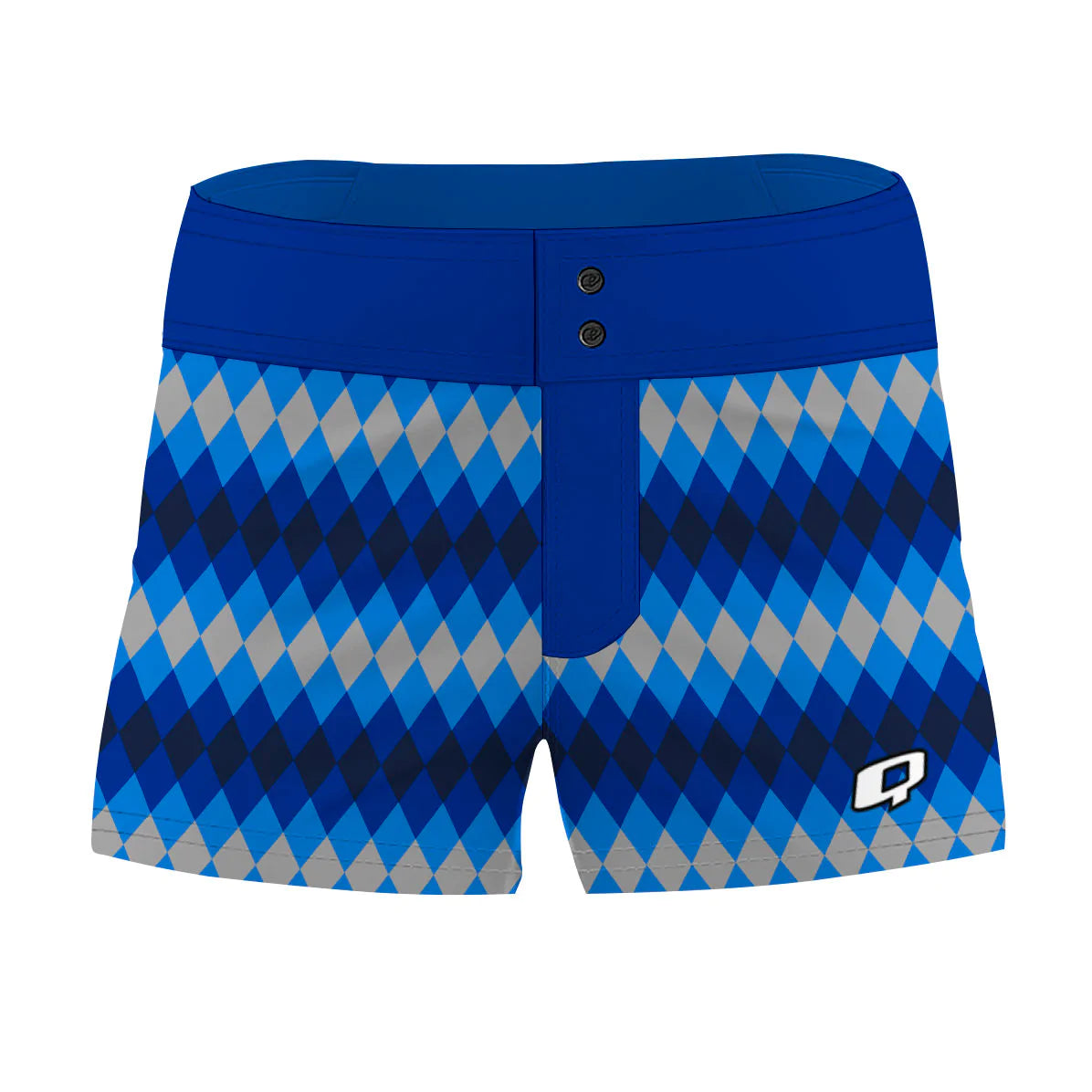 Royal Blue Rhombus Pattern Women Board Shorts