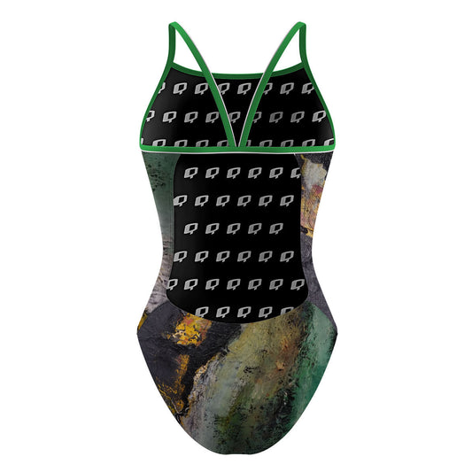 Green Oil On Canvas - Sunback Tank Swimsuit
