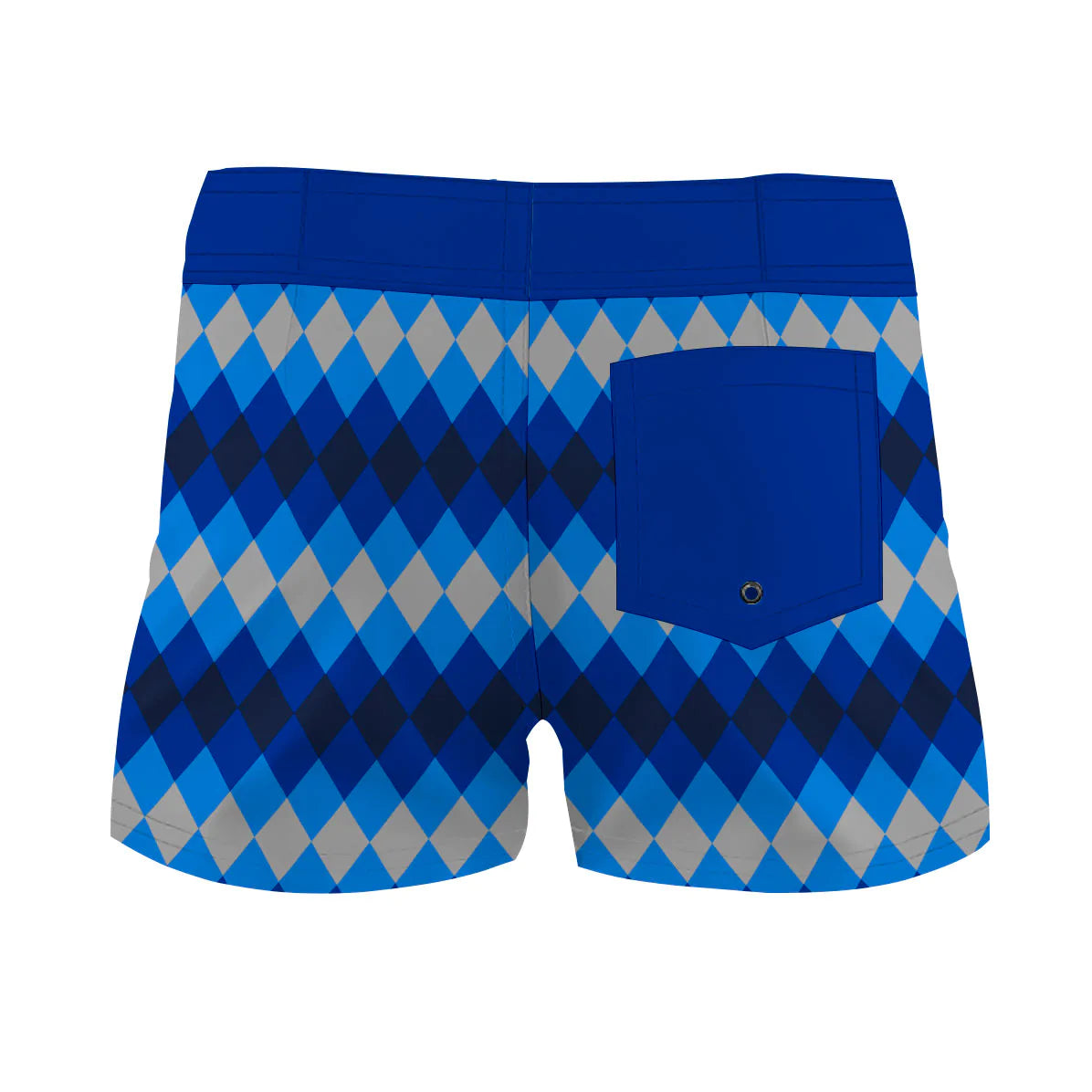 Royal Blue Rhombus Pattern Women Board Shorts