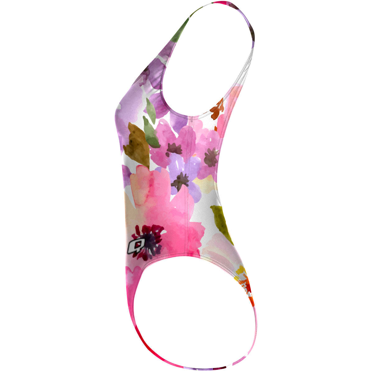 Watercolor Flowers - High Hip One Piece Swimsuit