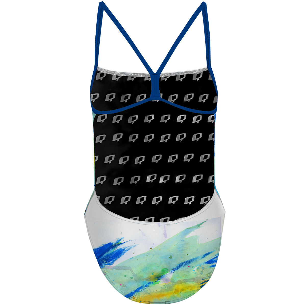 Blue Brush Strokes - "Y" Back Swimsuit