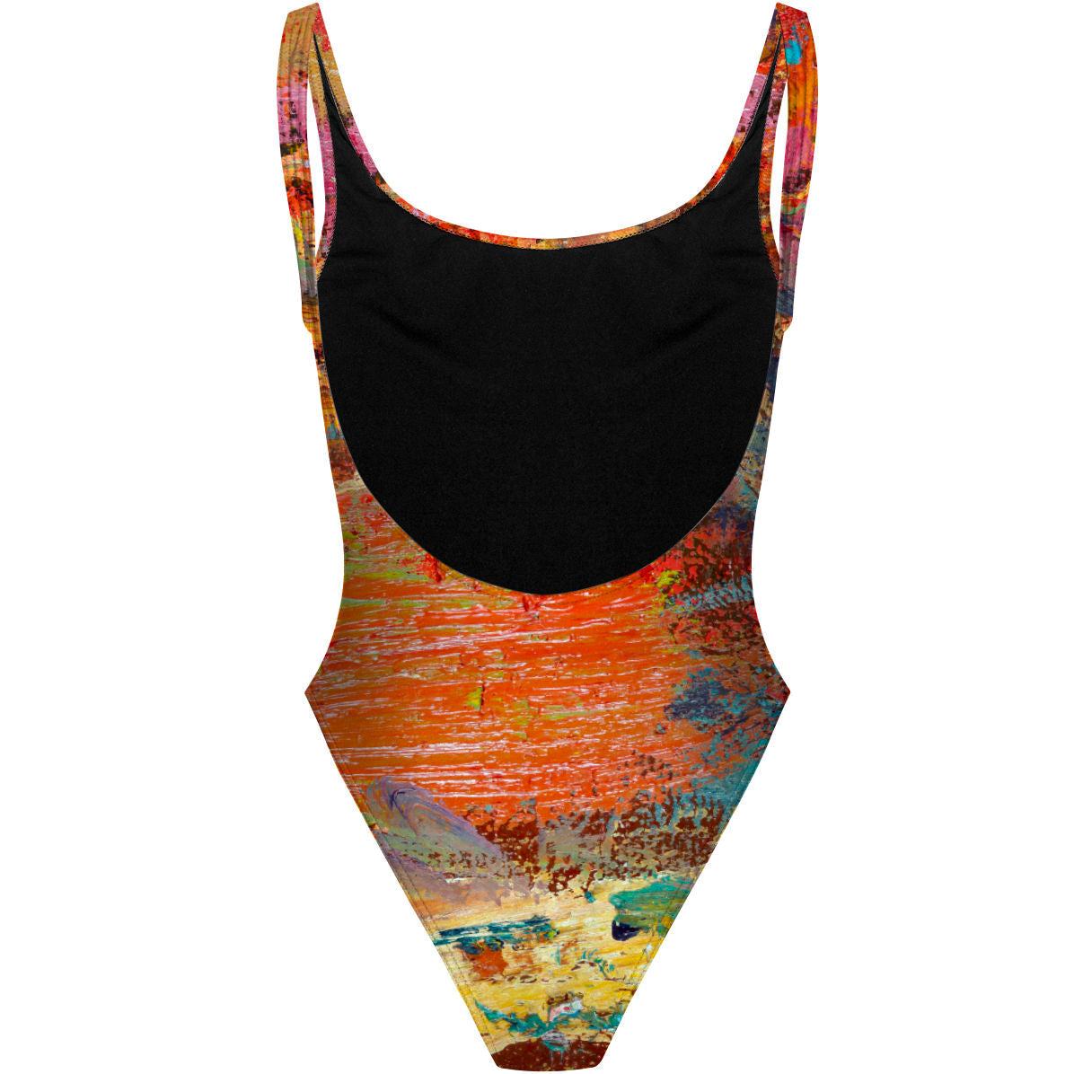 Orange Oil On Canvas - High Hip One Piece Swimsuit