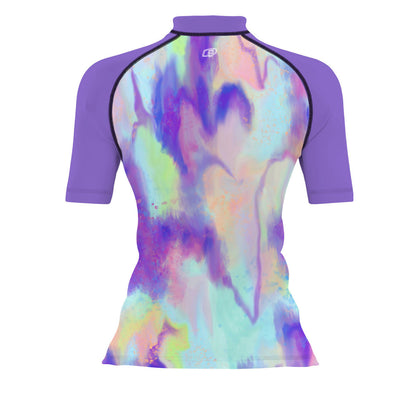 Bleeding Checks - Surf Rash Guard UPF50+ de Manga Corta para Mujer