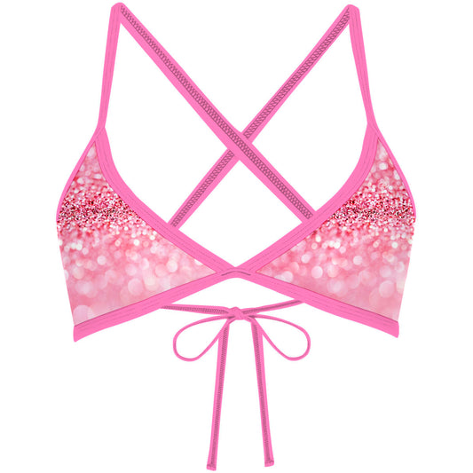 Rosé Glitter - Tieback Bikini Top