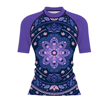 Delicated Mandala - Surf Rash Guard UPF50+ de Manga Corta para Mujer