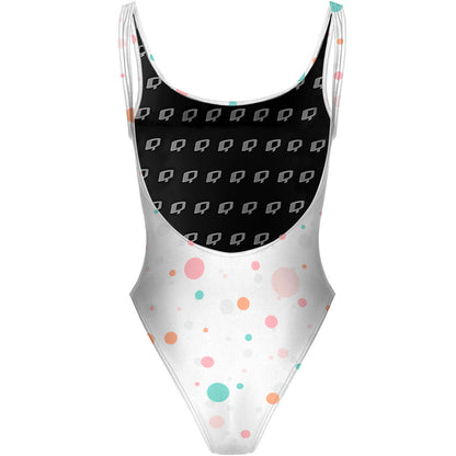 Multicolor Polka Dots - High Hip One Piece Swimsuit