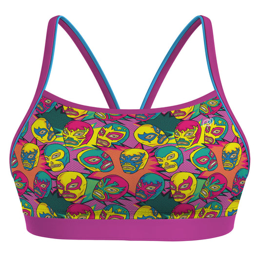 Comic Wrestling Masks - Classic Sports Bikini Top