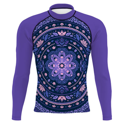 Delicated Mandala - Surf Rash Guard UPF50+ de Manga Larga para Hombre
