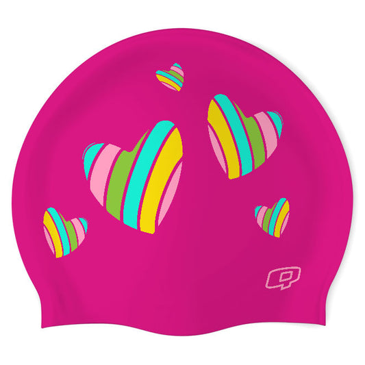 Corazones - Silicone Swimming Cap