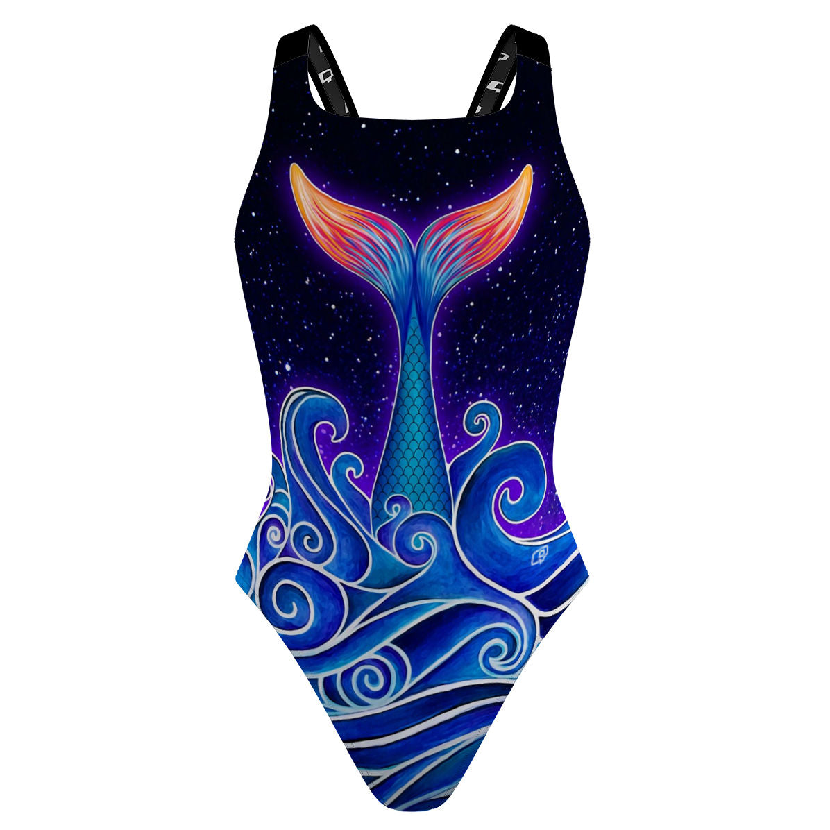 Enchanted Seas - Black - Classic Strap Swimsuit