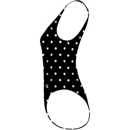 Black-White Polka Dots - High Hip One Piece Swimsuit
