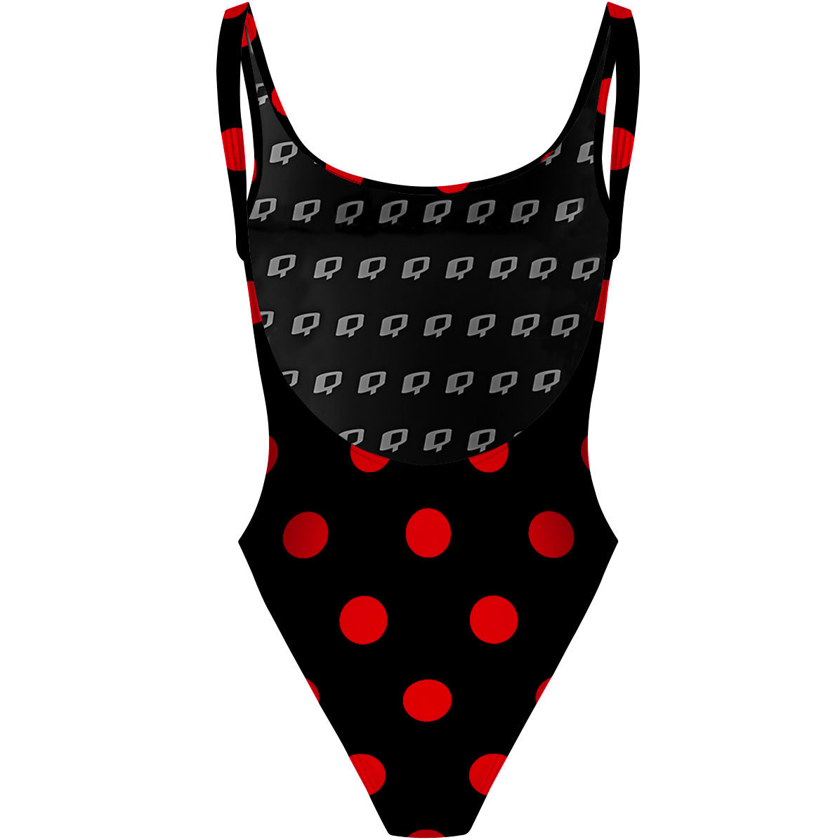 Red-Black Polka Dots - High Hip One Piece Swimsuit