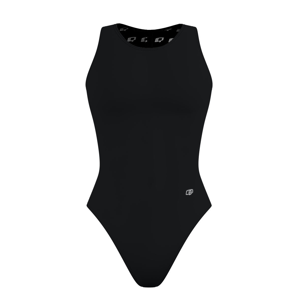 Solid Black - Solid Women's Waterpolo Swimsuit Classic Cut