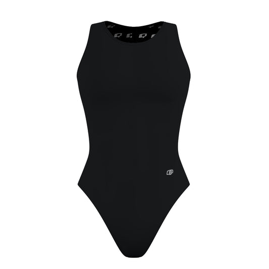 Solid Black - Solid Women's Waterpolo Swimsuit Classic Cut
