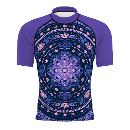 Delicated Mandala - Surf Rash Guard UPF50+ de Manga Corta para Hombre