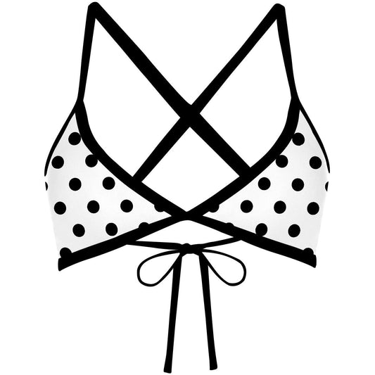 White-Black Polka Dots - Tieback Bikini Top