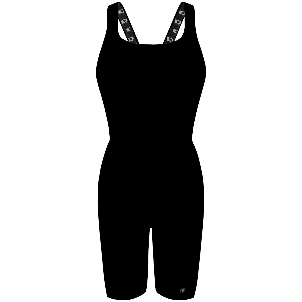 Solid Black - Solid Classic Strap Long Knee Women Jammer