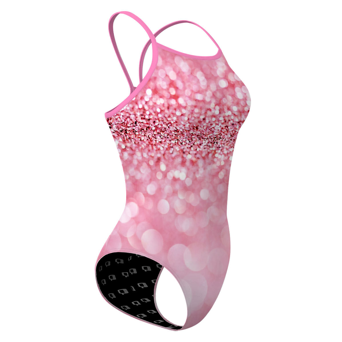 Rosé Glitter - Skinny Strap Swimsuit