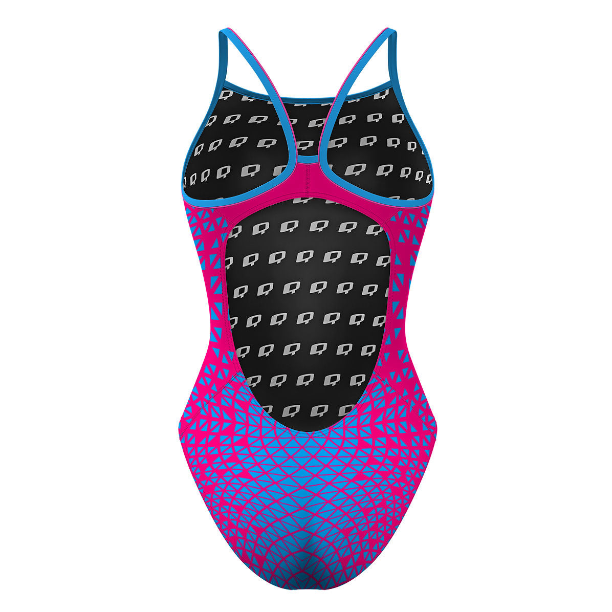 Pink/ Turqouise Geometry - Skinny Strap Swimsuit