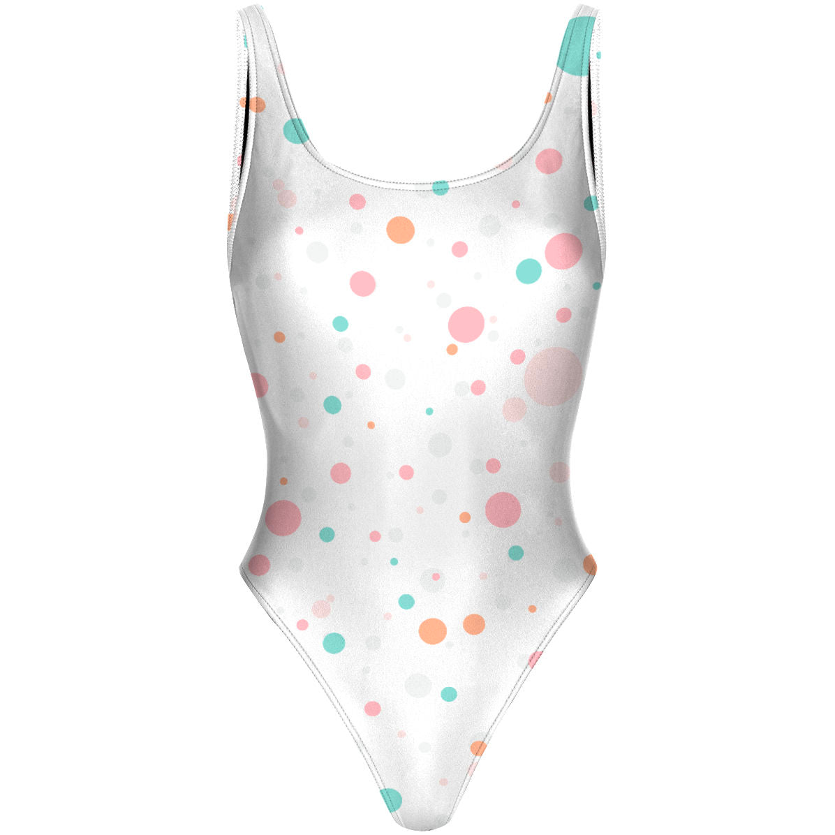 Multicolor Polka Dots - High Hip One Piece Swimsuit
