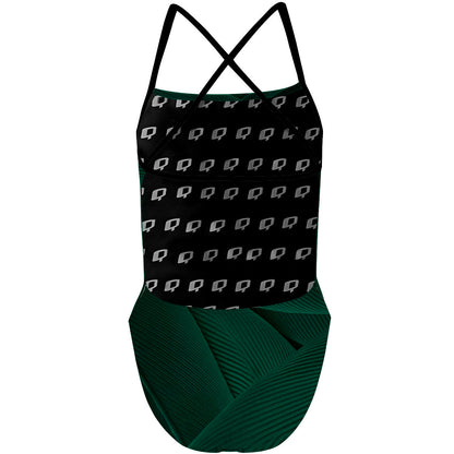 Green Feathers - "X" Back Swimsuit