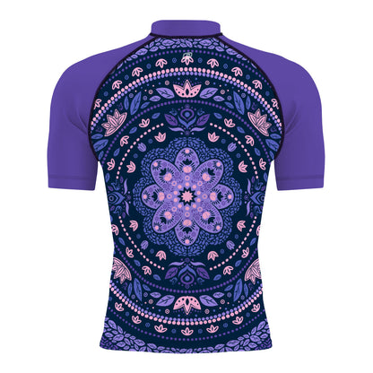 Delicated Mandala - Surf Rash Guard UPF50+ de Manga Corta para Hombre