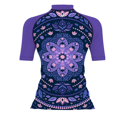 Delicated Mandala - Surf Rash Guard UPF50+ de Manga Corta para Mujer