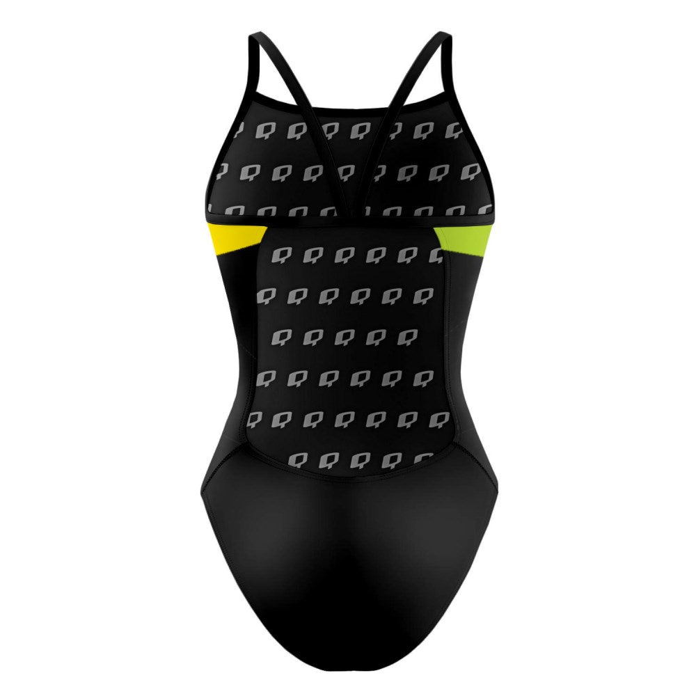 Tricolor Black, Green and Yellow - Sunback Tank Swimsuit