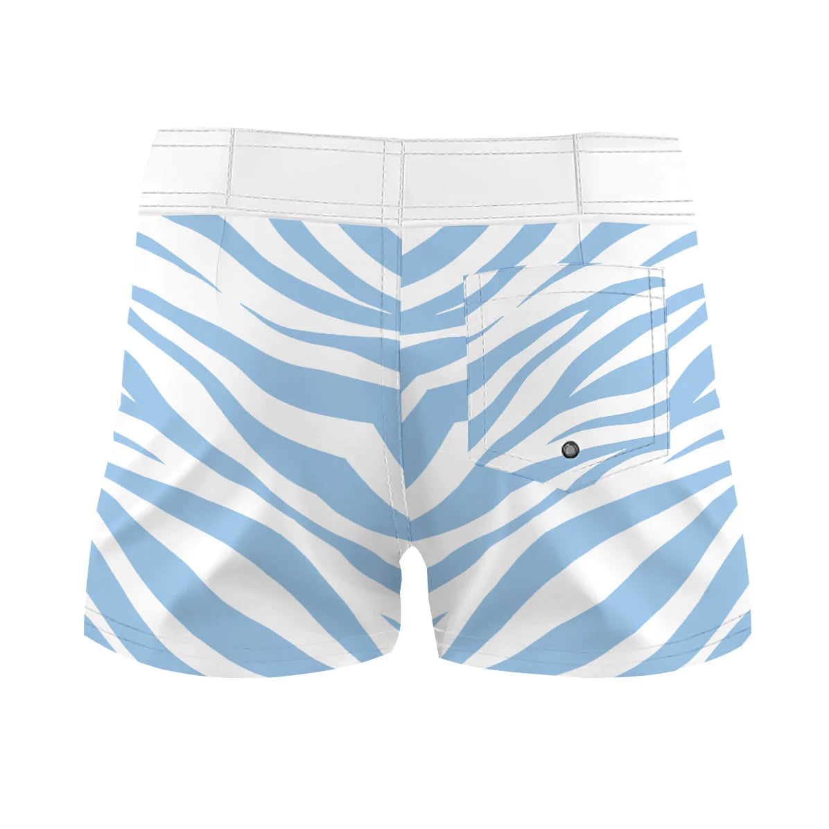 White & Blue Zebra Stripes - Women Board Shorts