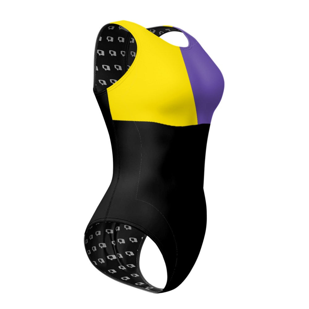 Tricolor Squares Female Waterpolo Suit