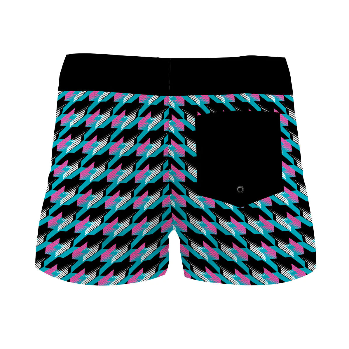 Black & Blue Houndstooth Women Board Shorts