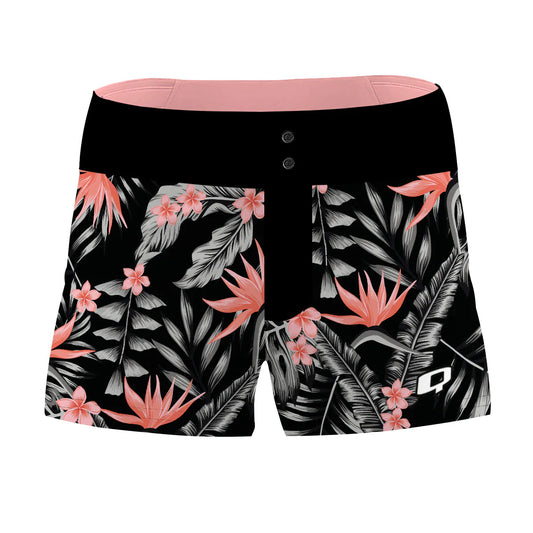 Black Wild Flowers Women Board Shorts