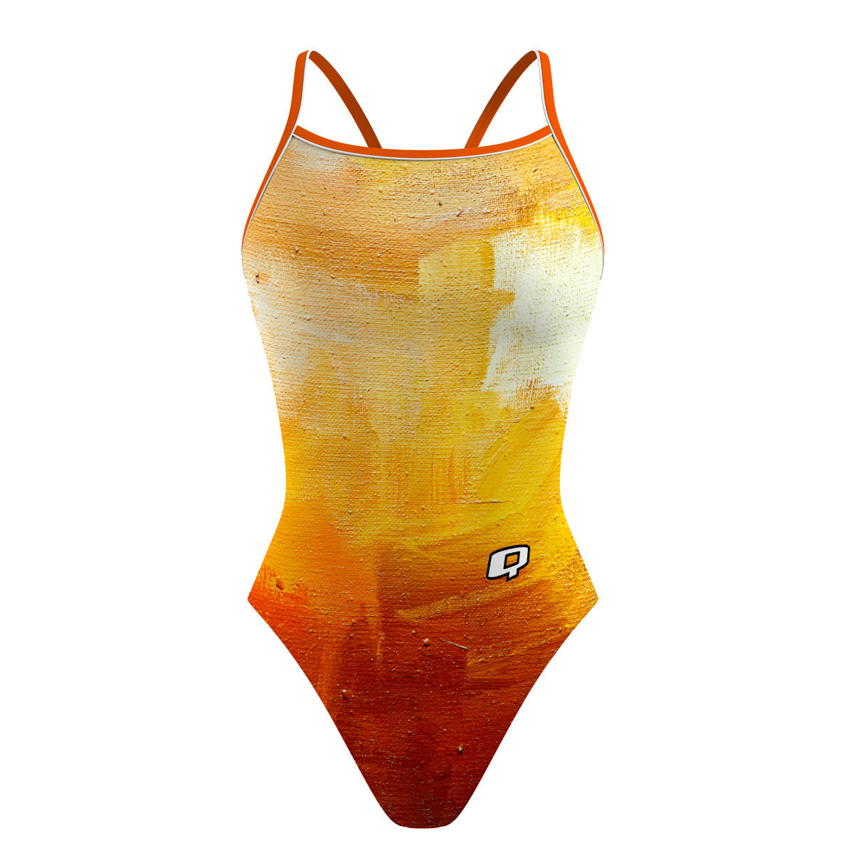 Yellow Brush Strokes - Sunback Tank Swimsuit