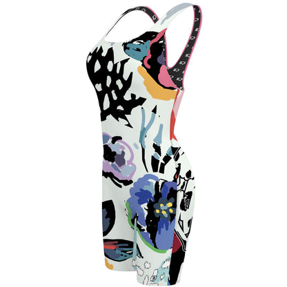 Floral Splash - Classic Strap Long Knee Women Jammer