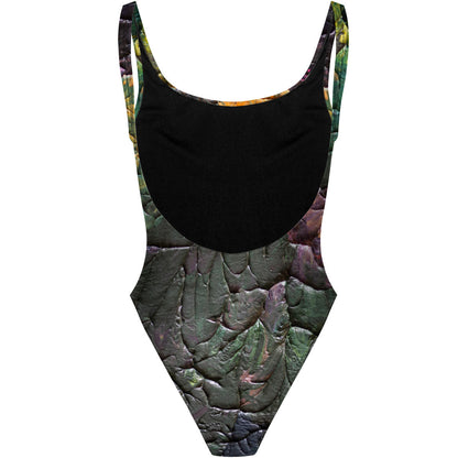 Green Splatter - High Hip One Piece Swimsuit